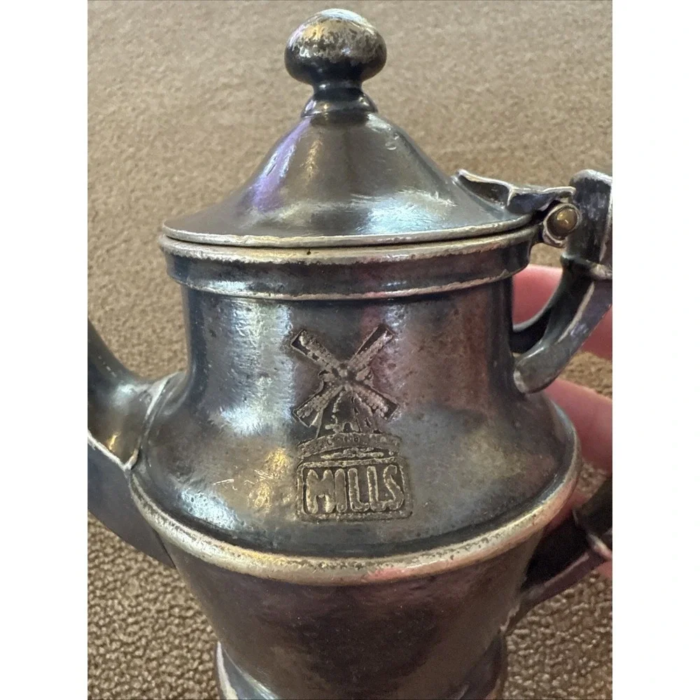 Vintage MILLS International Silver Soldered Milk Creamer Tea 8oz Lidded (TD)